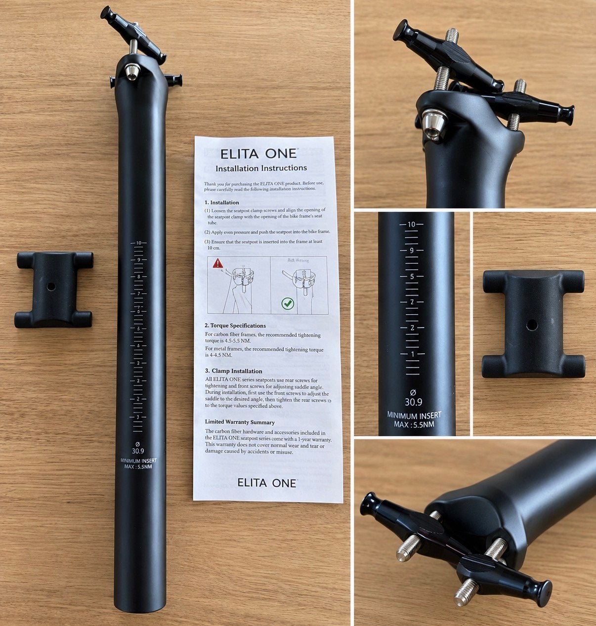 Nieuwe ELITA ONE carbon zadelpen Ø 30,9 mm – zwart, Ophalen of Verzenden, Nieuw, Zadel, Carbon