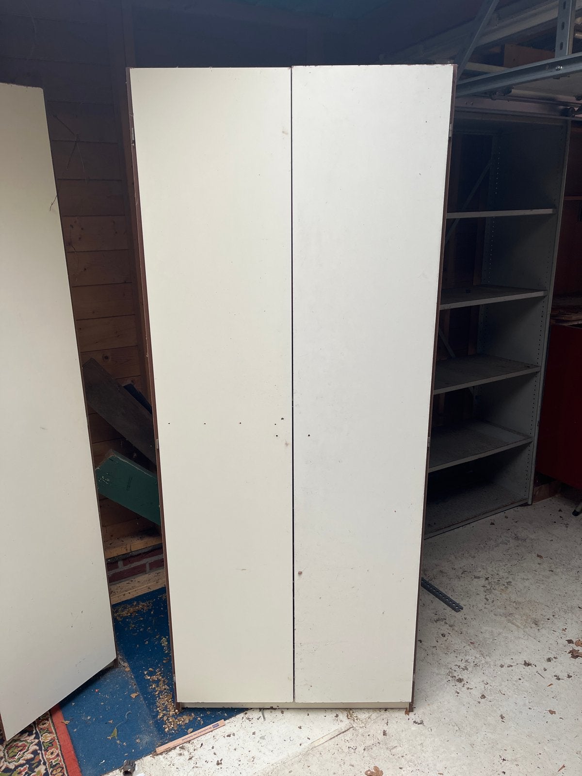 Witte houten kasten met hangruimte en planken, Ophalen, Gebruikt