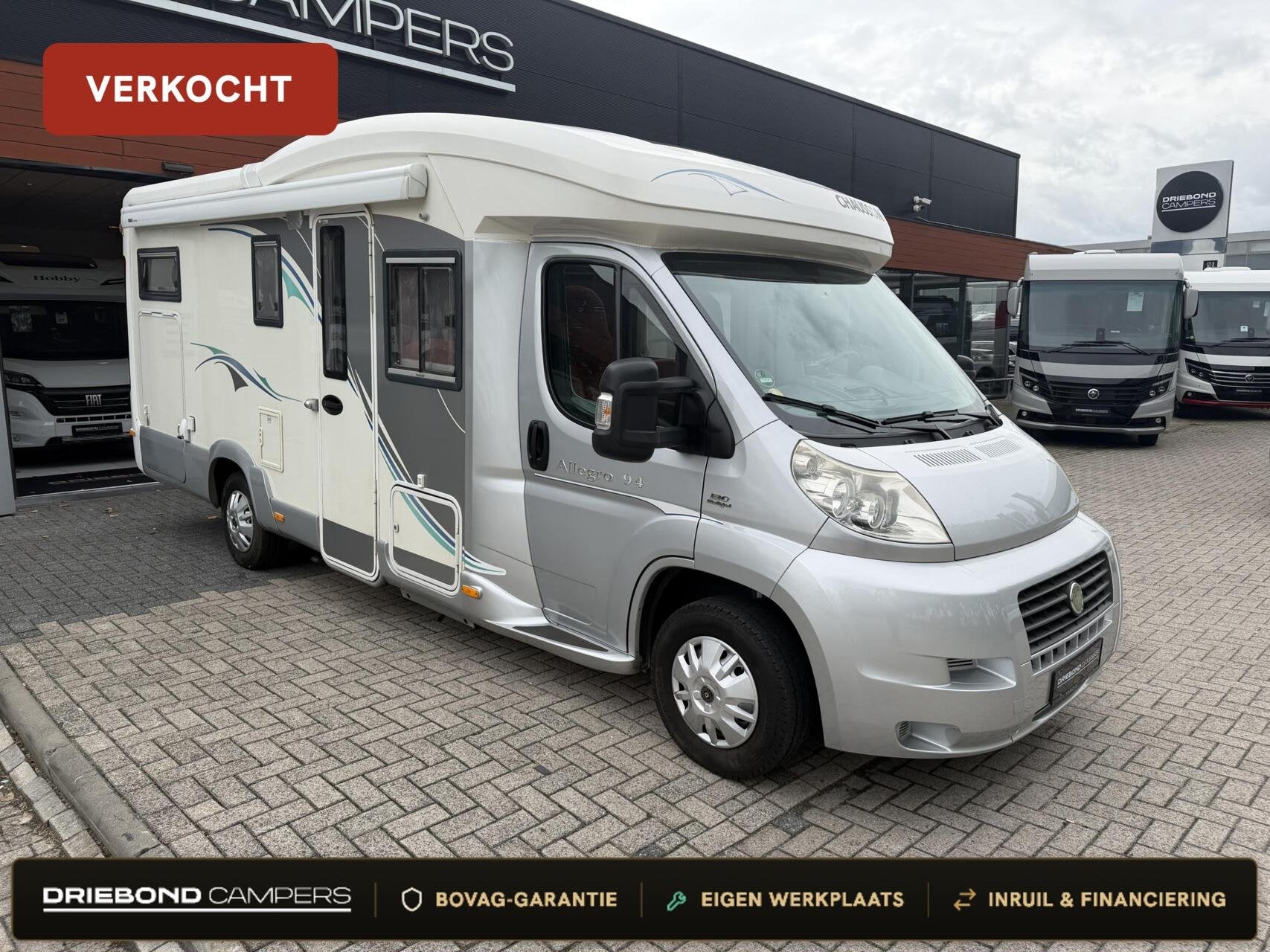 Chausson Chausson Allegro 94 Dwarsbed Zonnepaneel Luifel Fie, Airconditioning, 7 tot 8 meter, Elektrische ramen, Half-integraal