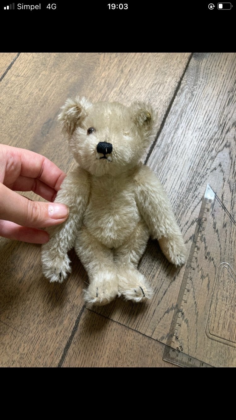 Vintage steiff mohair beer 17 cm bewegend, Ophalen of Verzenden, Zo goed als nieuw, Stoffen beer, Steiff
