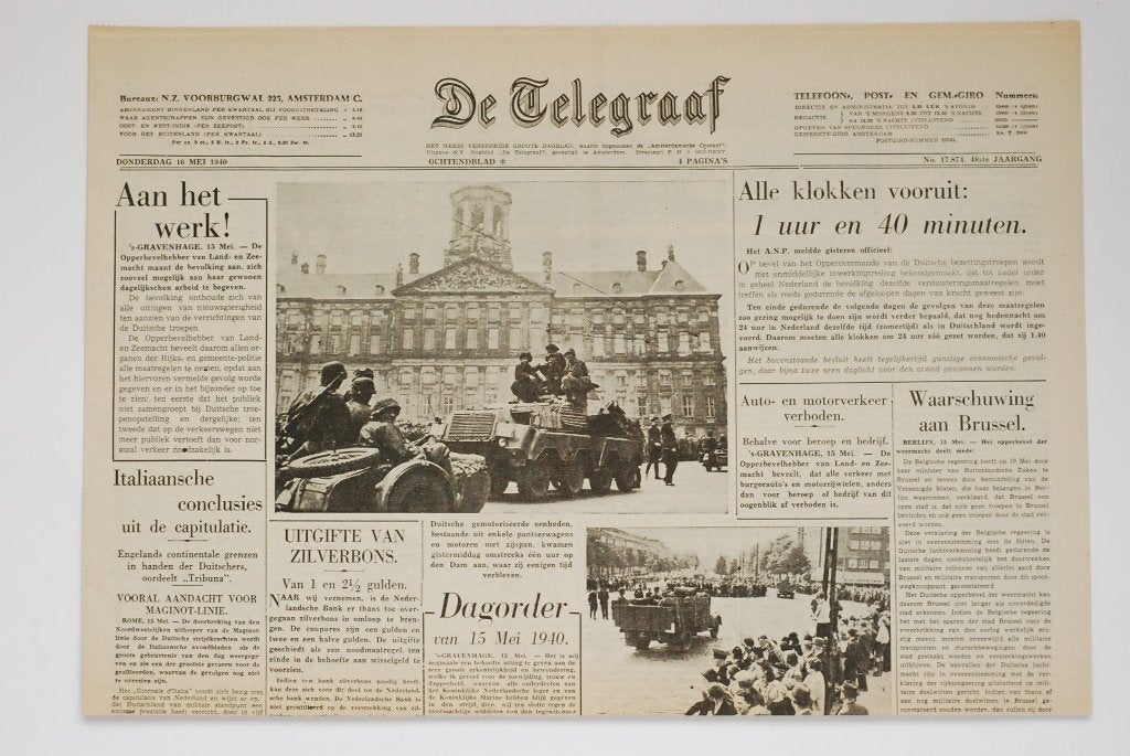 16 mei 1940 - De Telegraaf | Heruitgave 1994, Verzamelen, Zo goed als nieuw, Verzenden, Amsterdam, Overige soorten