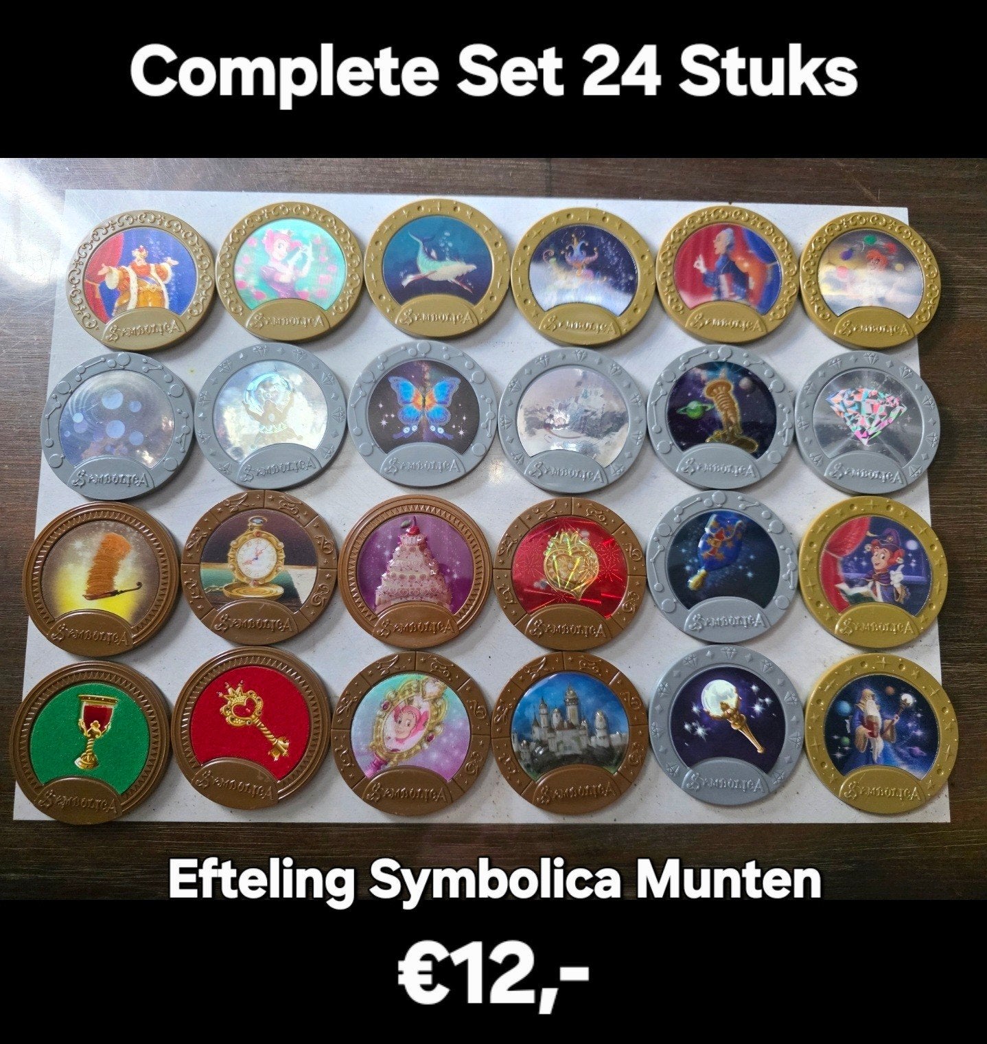 Complete set 24 Efteling Symbolica Munten, Ophalen of Verzenden, Nieuw, Overige typen