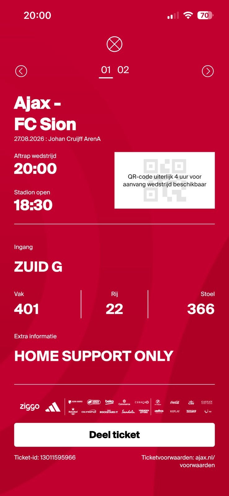Ajax - sion 2 kaarten tekoop naast elkaar, Twee personen