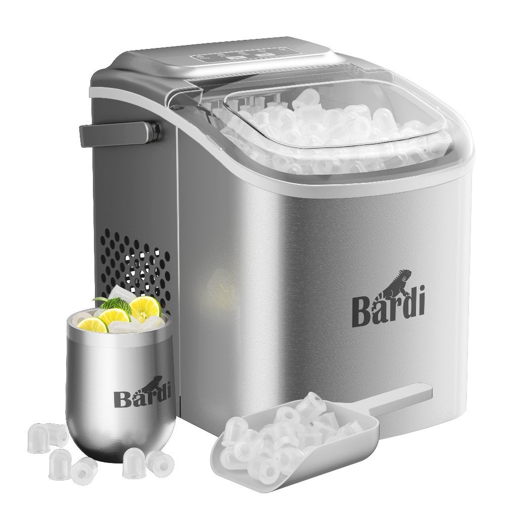 Bardi 1,2 Liter Deluxe Ijsblokjesmachine SET - RVS, Ophalen, Zo goed als nieuw, Zelfvriezend