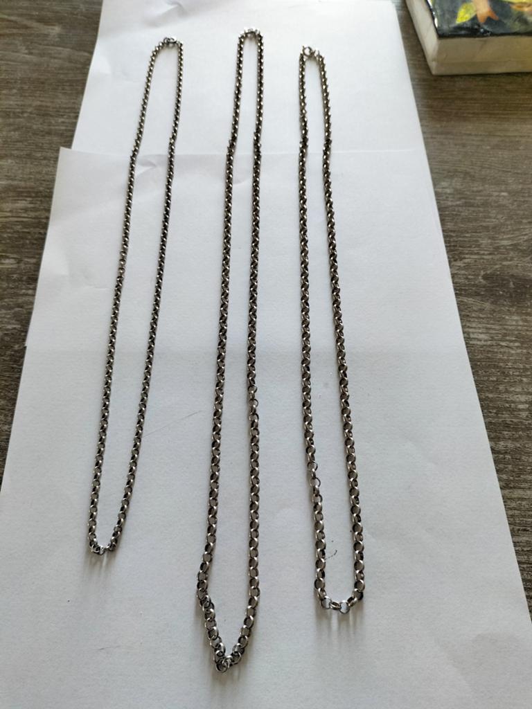 Set van 3 zilveren jasseron kettingen,, Sieraden, Tassen en Uiterlijk, Antieke sieraden, Ketting, Zilver, Verzenden