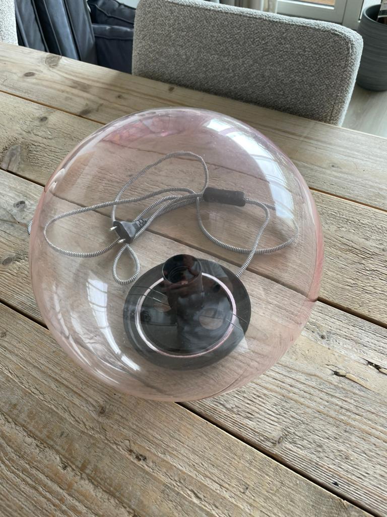 Fado tafellamp gerookt/paars glas, Ophalen, Zo goed als nieuw