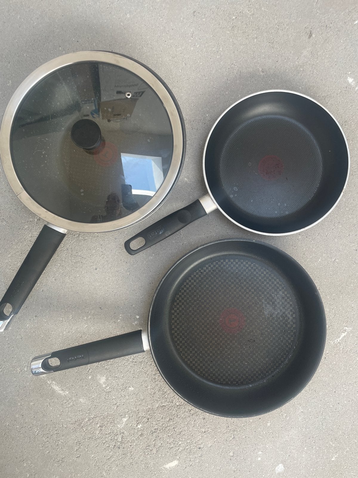Tefal pannenset met deksel, Huis en Inrichting, Keuken | Potten en Pannen, Ophalen, Gebruikt, Aluminium, Pannenset