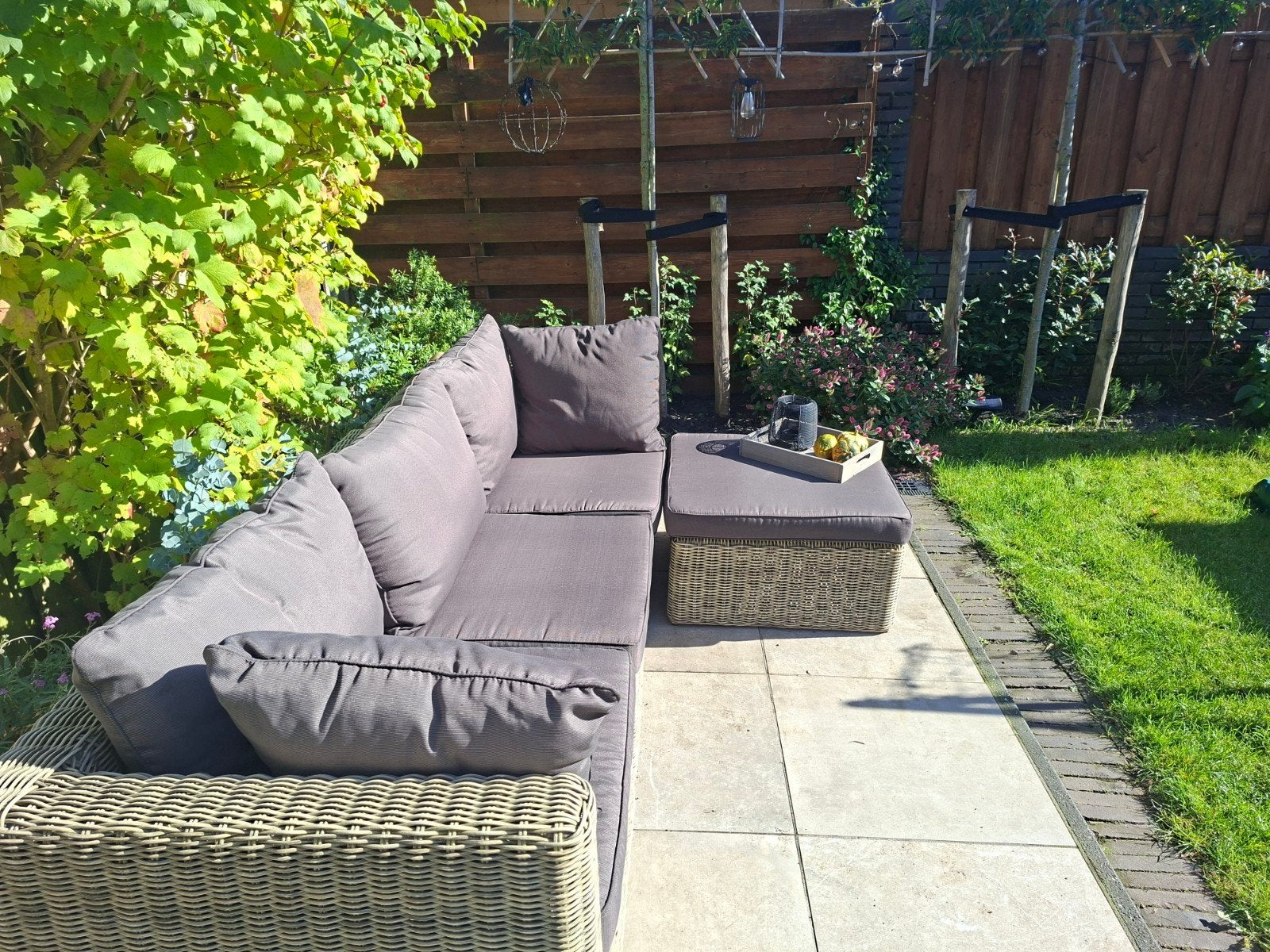 Wicker Loungeset met Kussens, Tuin en Terras, Ophalen, Gebruikt, Bank, 3 zitplaatsen