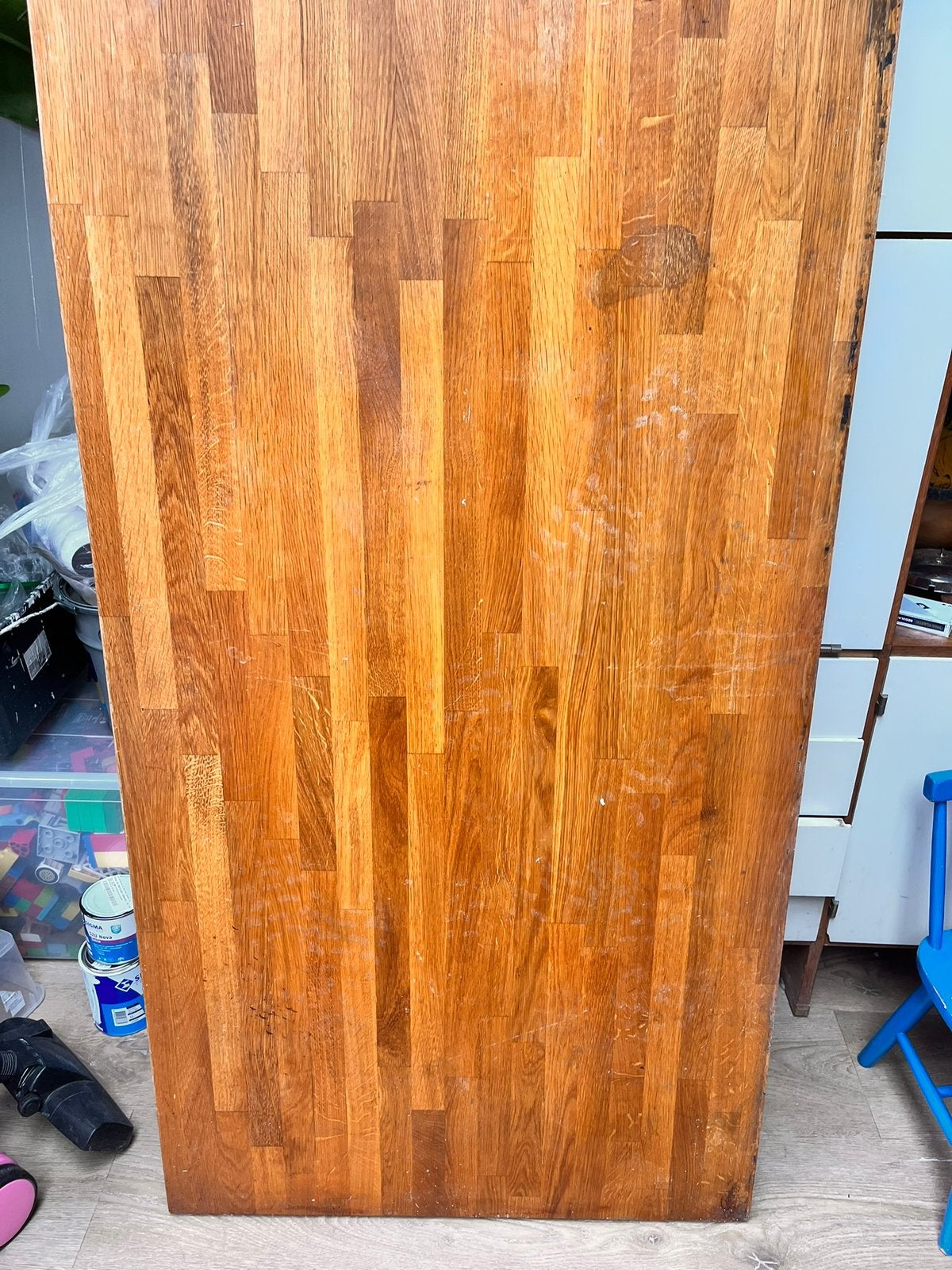 aanrechtblad massief hout, Ophalen, Gebruikt, Bruin, 150 tot 200 cm