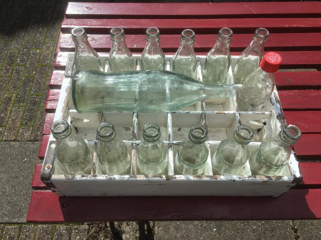 coca cola houten kratje met 13 flesjes + 1 liter, Ophalen, Gebruikt, Verpakking