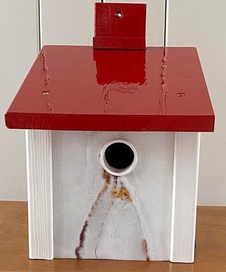 Vogelhuisje marmerlook voor mezen, Ophalen, Nieuw