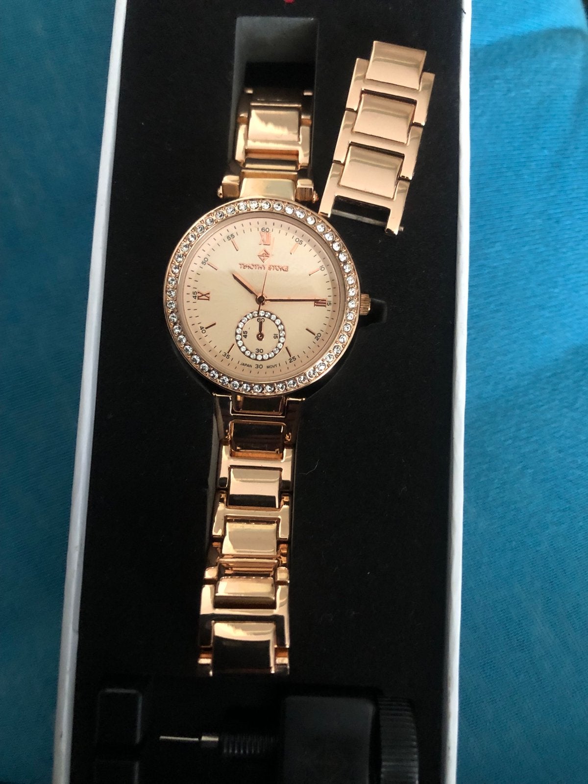 Timothy Stone Dames Horloge Roségoud met Strass, Overige merken, Staal, Polshorloge, Ophalen of Verzenden