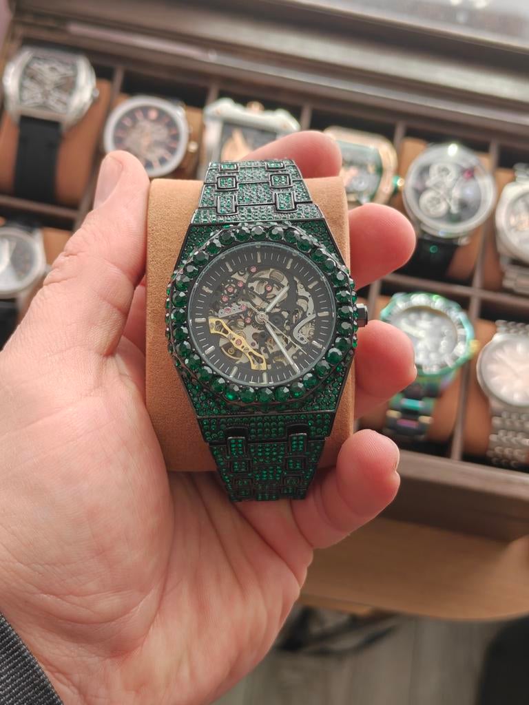 Iced Out Automatisch Horloge - Audemars Piguet Look, Sieraden, Tassen en Uiterlijk, Horloges | Heren, Overige merken, Overige materialen