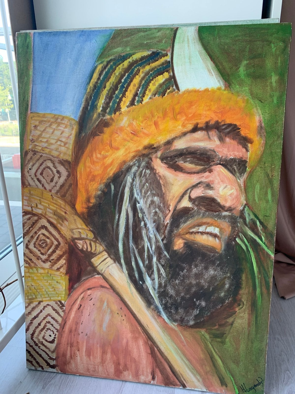 Schilderij: Portret van een man met baard en hoed, Ophalen, Doek, Portret of Personen, Realistisch