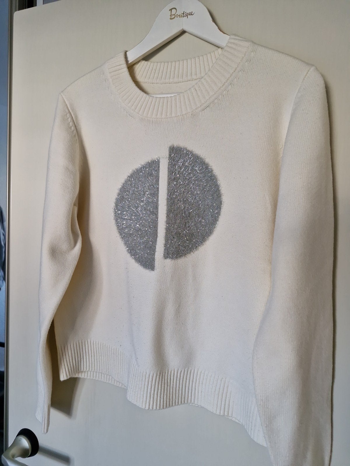 NUKUS TRUI PULLOVER M 38 40 off white creme grijs zilver, Maat 38/40 (M), Beige, Ophalen of Verzenden, Zo goed als nieuw