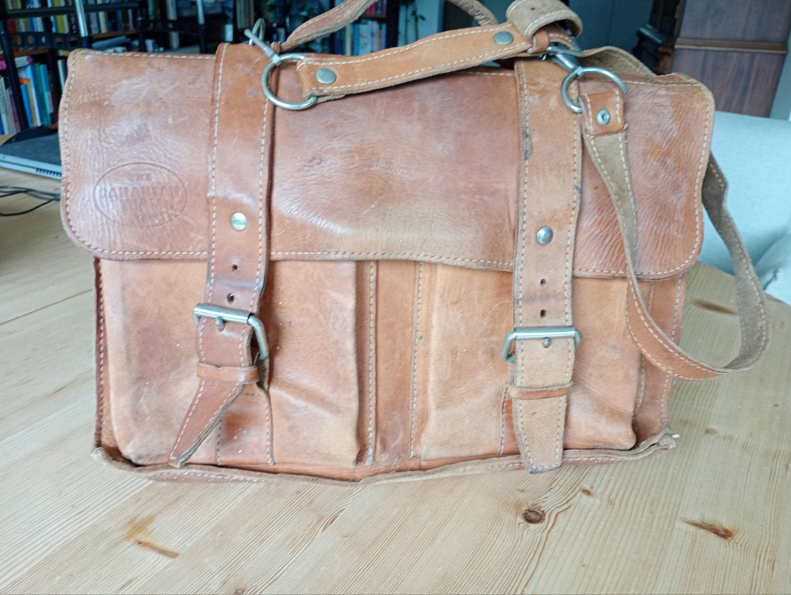 Vintage Leren tas "The Canadian Team", Overige merken, Gebruikt, Bruin, Ophalen of Verzenden