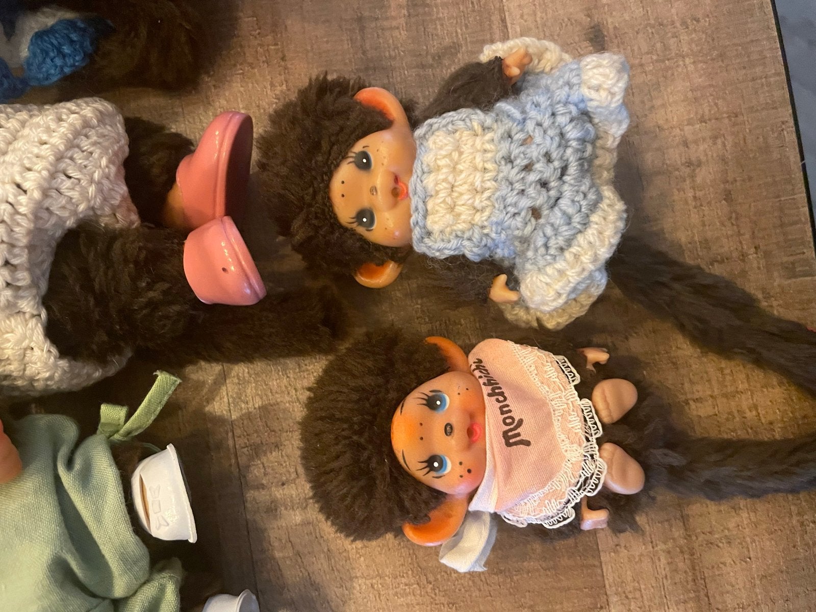 Monchhichi poppen - Set van 6 vintage Monchhichi's, Ophalen of Verzenden, Gebruikt, Overige typen