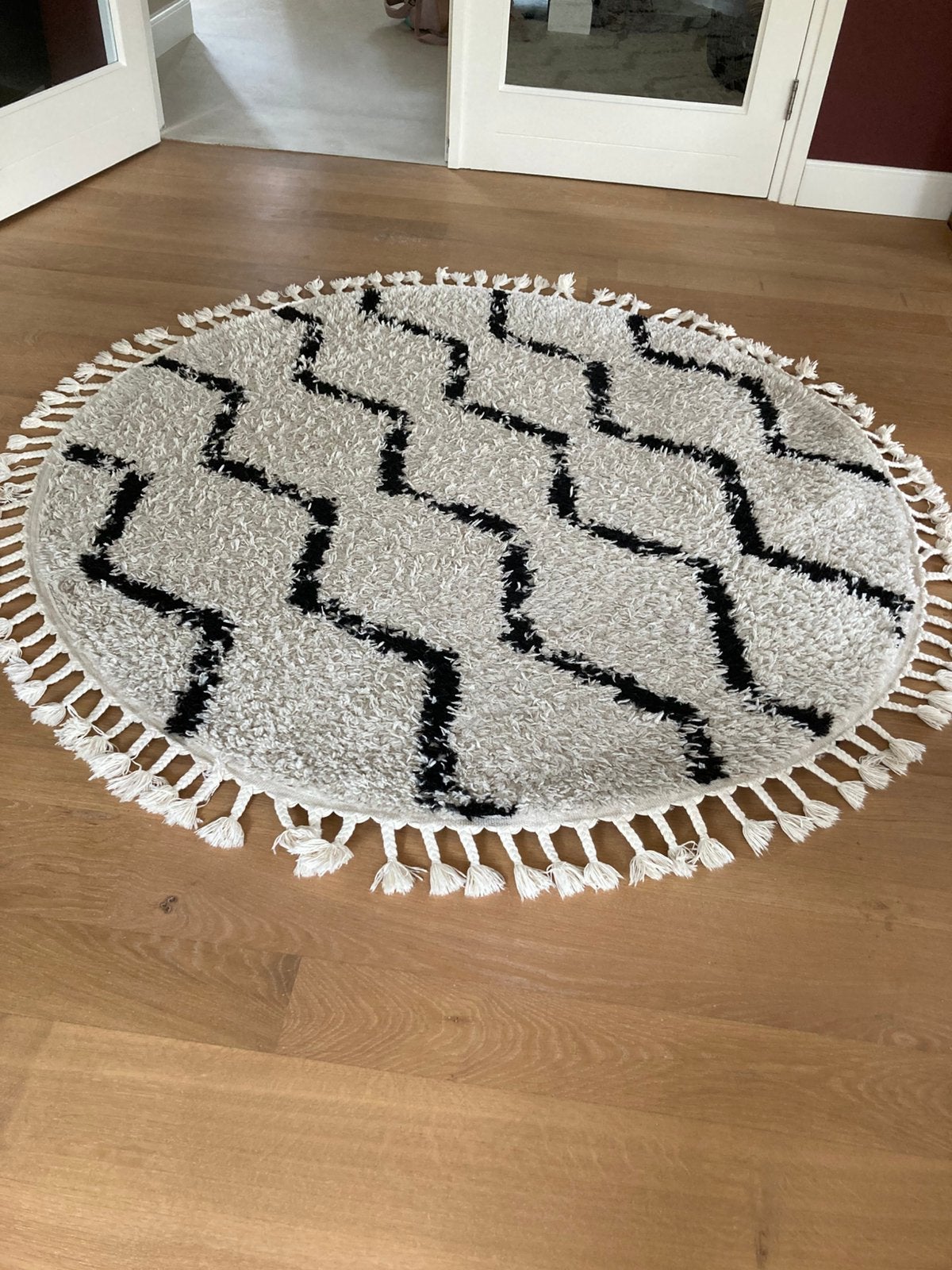 Rond vloerkleed 150cm, Ophalen, Rond, Zo goed als nieuw, Zwart