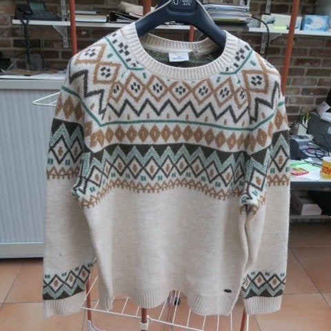 Trui nieuw beige jacquard HV-society mt 42, Meerkleurig, Maat 42/44 (L), HV-society, Nieuw