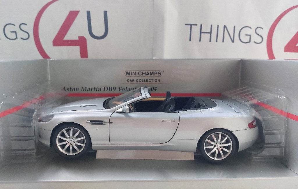 Minichamps 1:18 Aston Martin DB9 Volante 2004 zilver, Ophalen of Verzenden, Zo goed als nieuw, Auto, MiniChamps