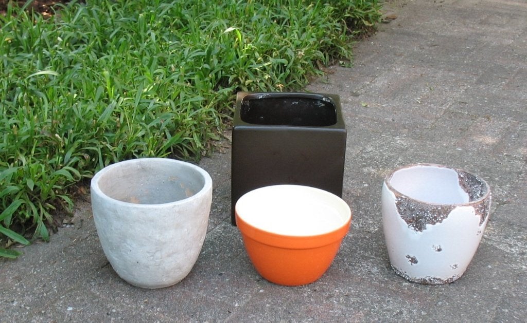 Vintage bloempotten, Gebruikt, Ophalen of Verzenden, Balkon, Overige vormen