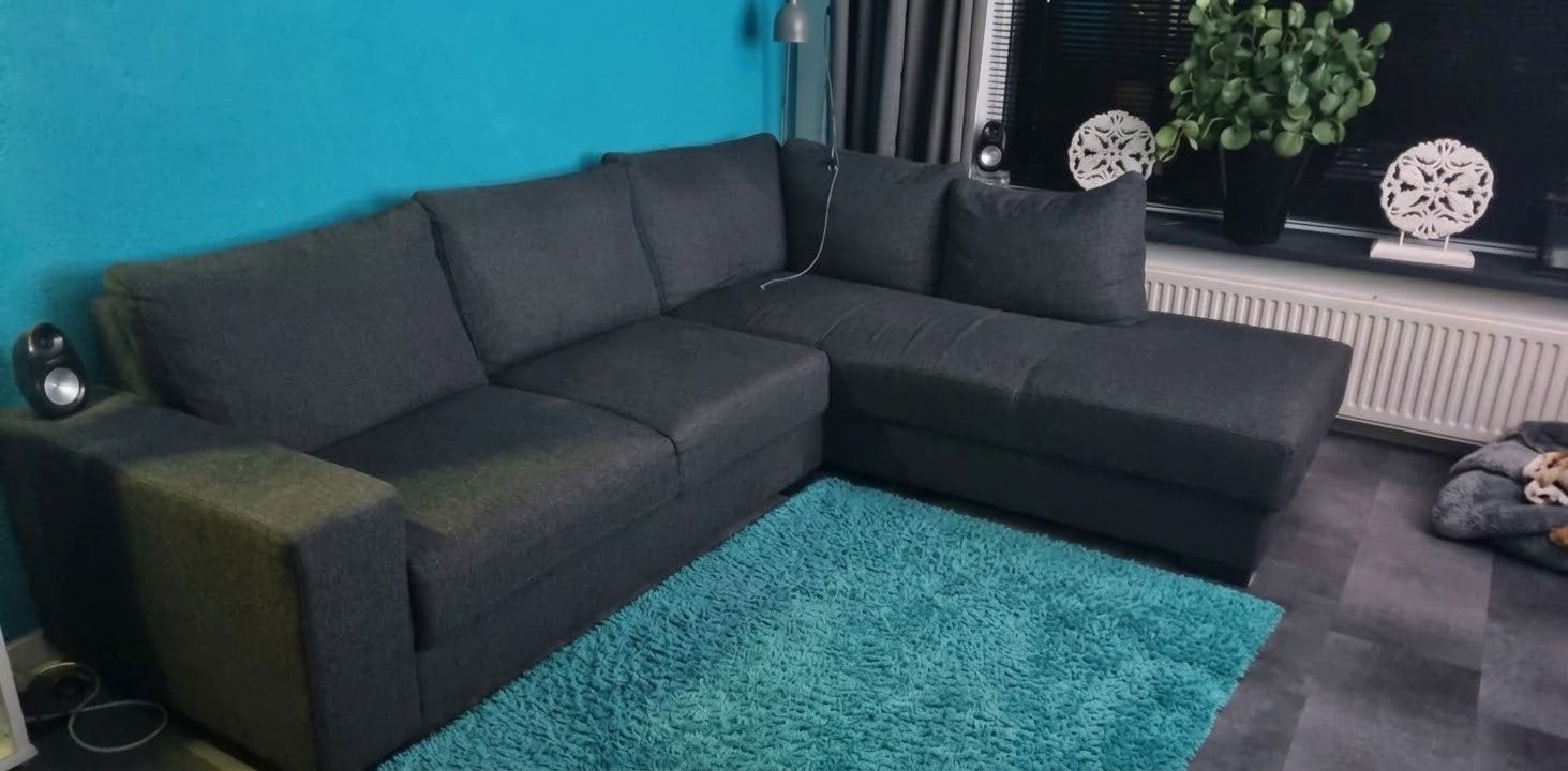 Comfortabele hoekbank, donkergrijs, 2.60x2.20m, Ophalen