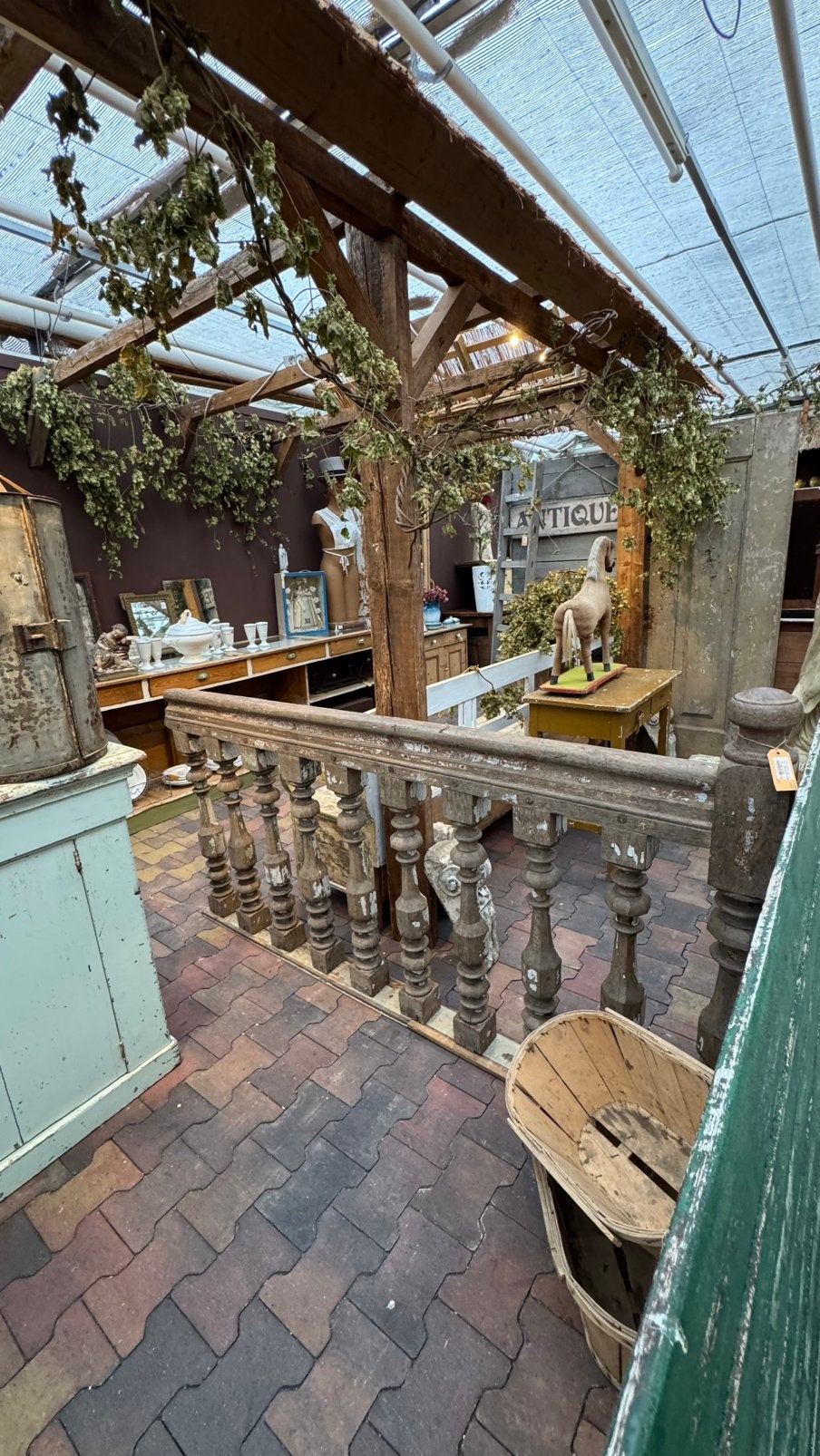 Massief eikenhout, patine, balustrade, met hoekpaal, zwaar, Ophalen