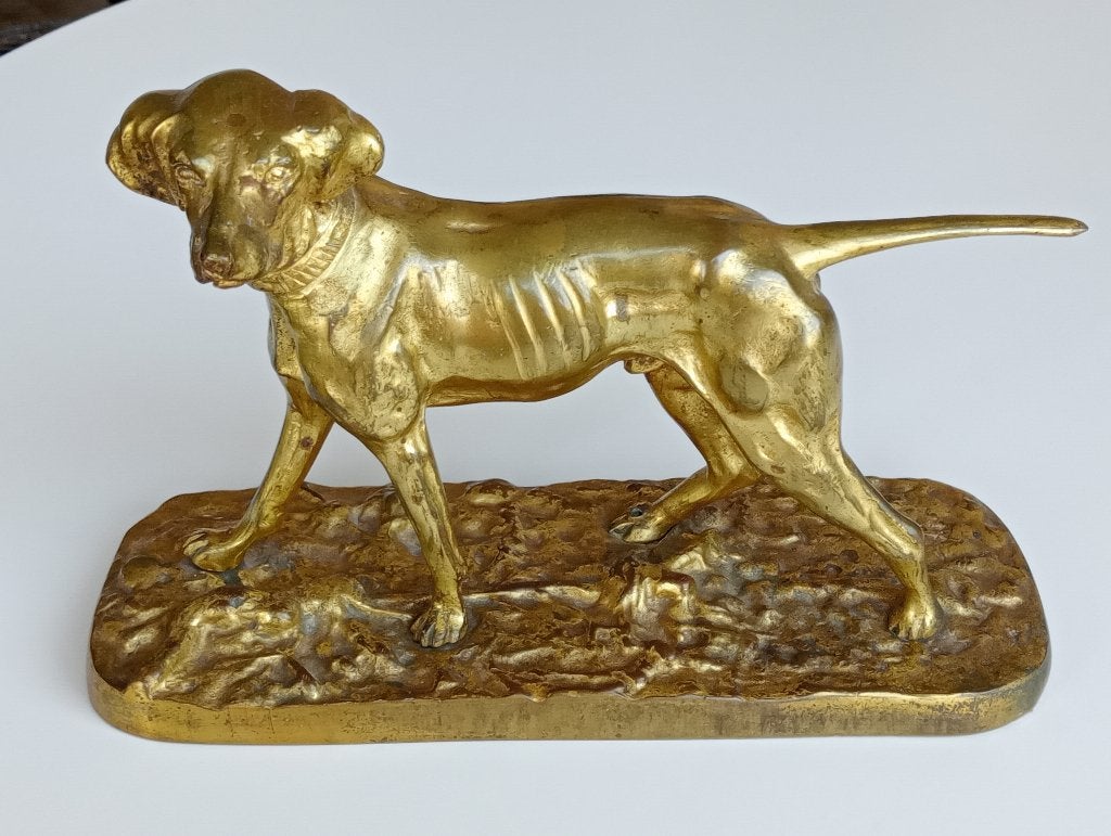 Koperen beeld van een hond (niet gesigneerd), Antiek en Kunst, Antiek | Koper en Brons, Ophalen, Koper