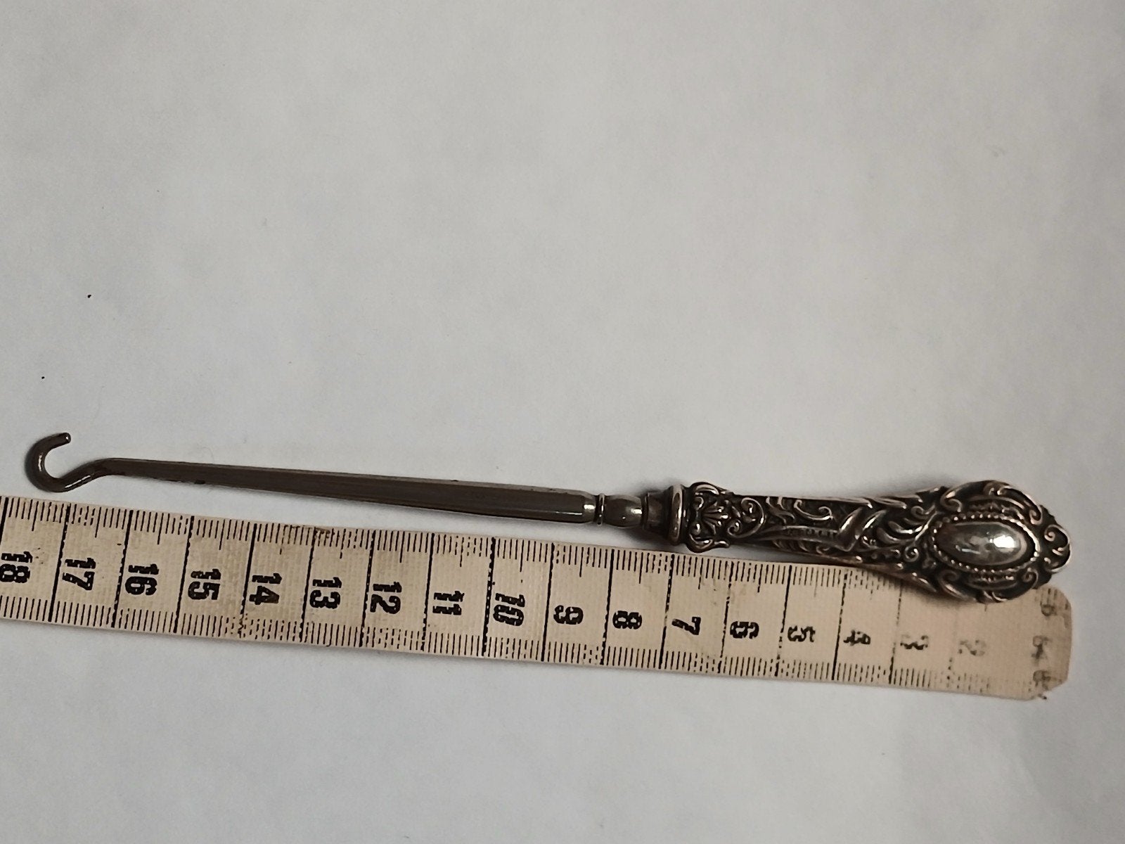 antiek zilver veterhaak corsethaak knopenhaak knoophaakje, Ophalen, Zilver