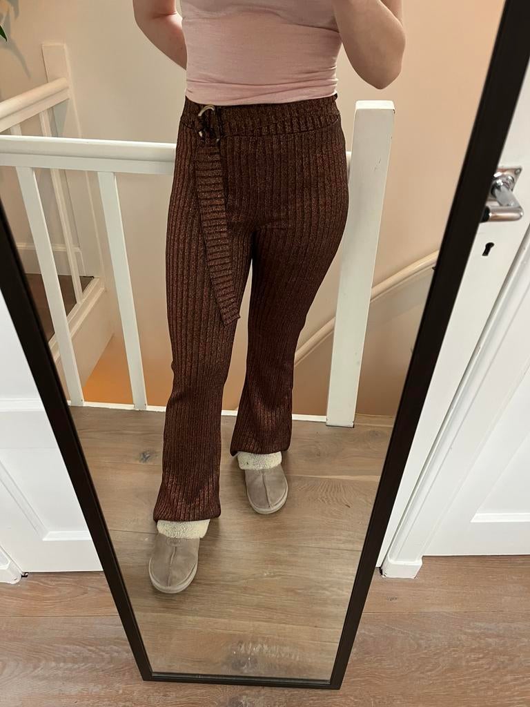 Glitter broek bruin Zara maat S / 36, Ophalen, Bruin, Zo goed als nieuw, Maat 36 (S)