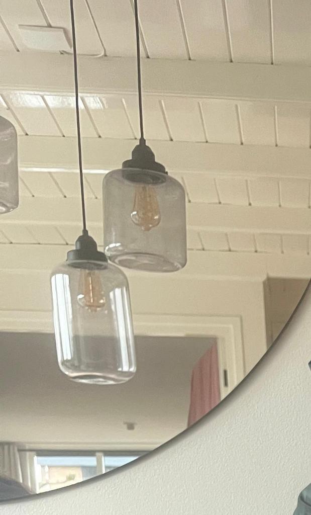 Hanglamp set van 3 incl, Ophalen, Zo goed als nieuw, Glas, Minder dan 50 cm