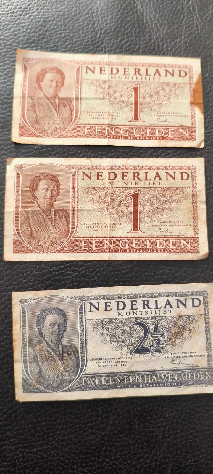 Oude Nederlandse Muntbiljetten: 1 Gulden en 2,5 Gulden, Postzegels en Munten, Brieven en Enveloppen | België, Ophalen of Verzenden