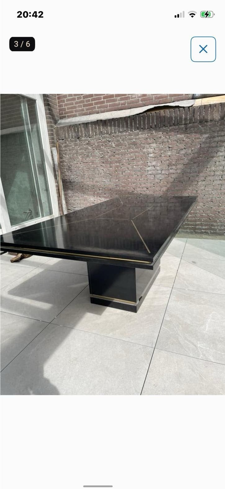 Echt mooie,  houten, zwartgelakte tafel., Ophalen, 200 cm of meer, Zo goed als nieuw, 25 tot 50 cm