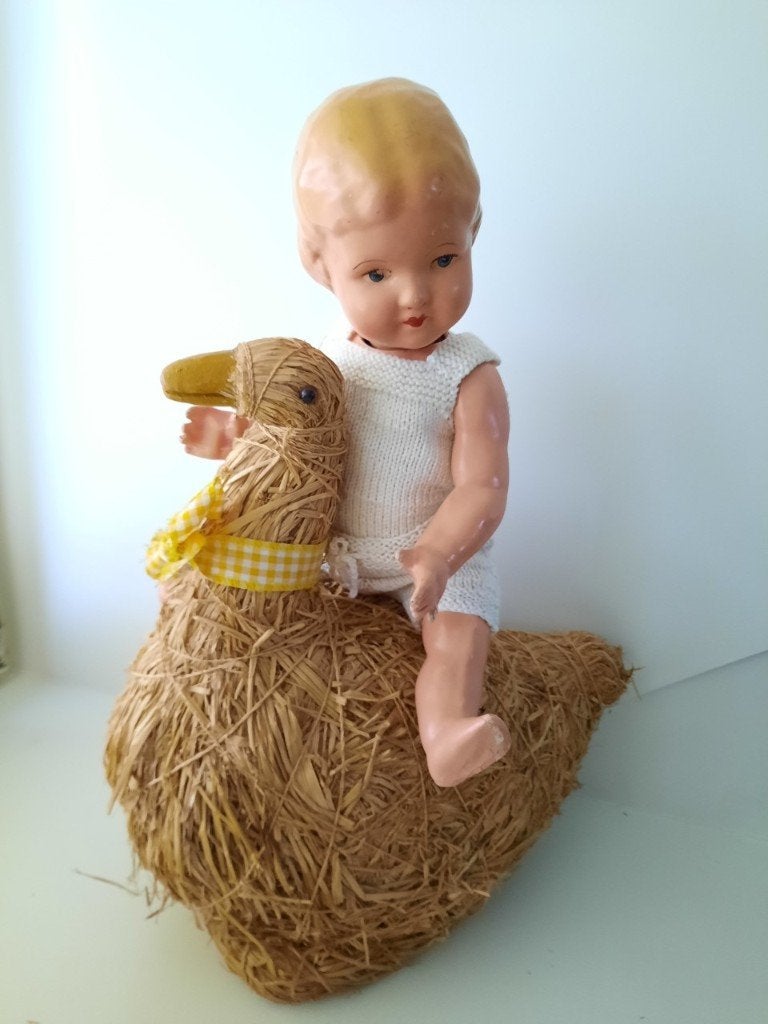 Leuke Eend gemaakt van stro, Verzamelen, Ophalen of Verzenden, Zo goed als nieuw, Pop