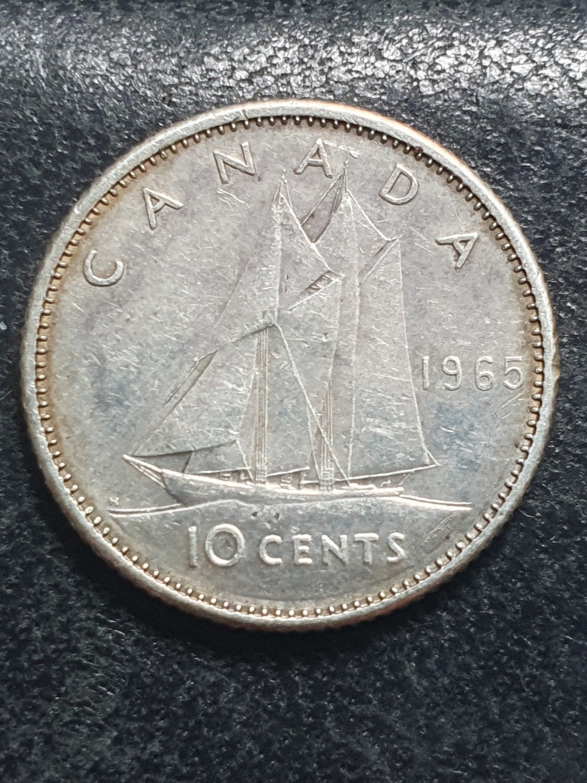 10 cent zilveren munt uit 1965 Canada., Ophalen of Verzenden, Noord-Amerika, Losse munt, Zilver