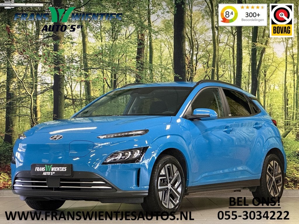 Hyundai KONA EV Comfort Smart 39 kWh | Standkachel | Krell S, Auto's, Hyundai, Stof, Gebruikt, Zwart, Blauw
