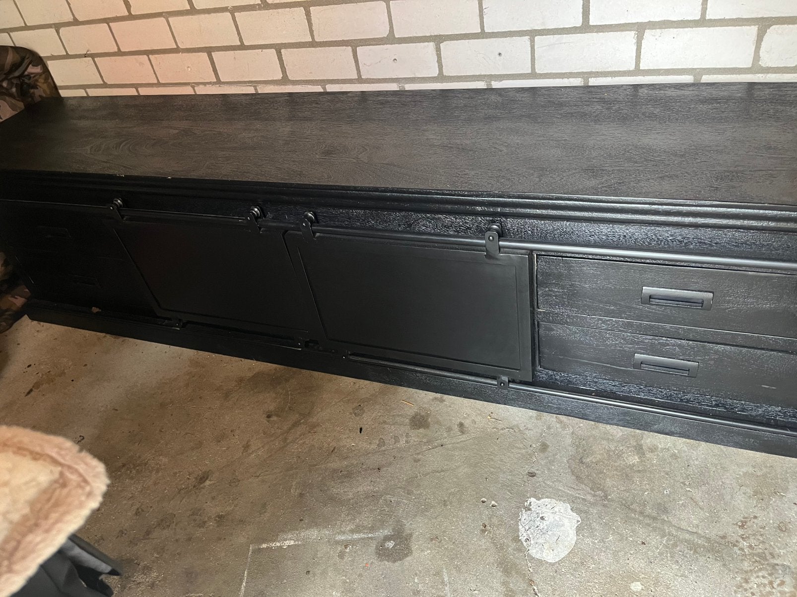 Zwarte mango houten tv kast, Ophalen of Verzenden, Zo goed als nieuw, 25 tot 50 cm, 200 cm of meer