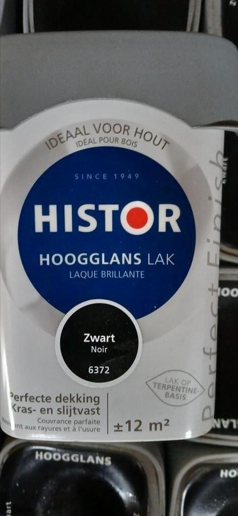 Histor Verf kleur zwart 0.75L  Hoogglans, Zijdeglans & Mat, Zwart, Nieuw, Ophalen of Verzenden, Verf