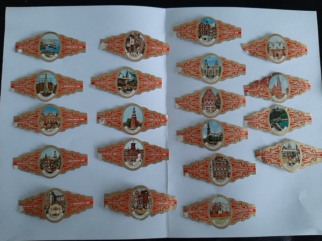 Sigarenbandjes, serie Amsterdam, Verzamelen, Rookartikelen, Aanstekers en Luciferdoosjes, Ophalen of Verzenden, Gebruikt, Sigarenbandjes