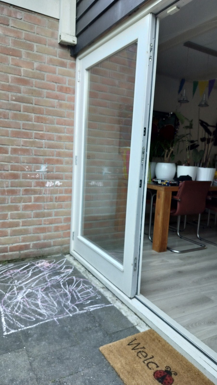 Hardhouten buitendeur met dubbel glas, 2.27m x 2m, Gebruikt, 120 cm of meer, Ophalen of Verzenden, Buitendeur