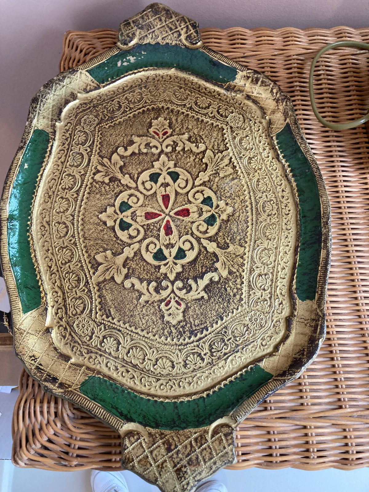 Antiek  Italiaans Florentijns dienblad groot, Ophalen of Verzenden