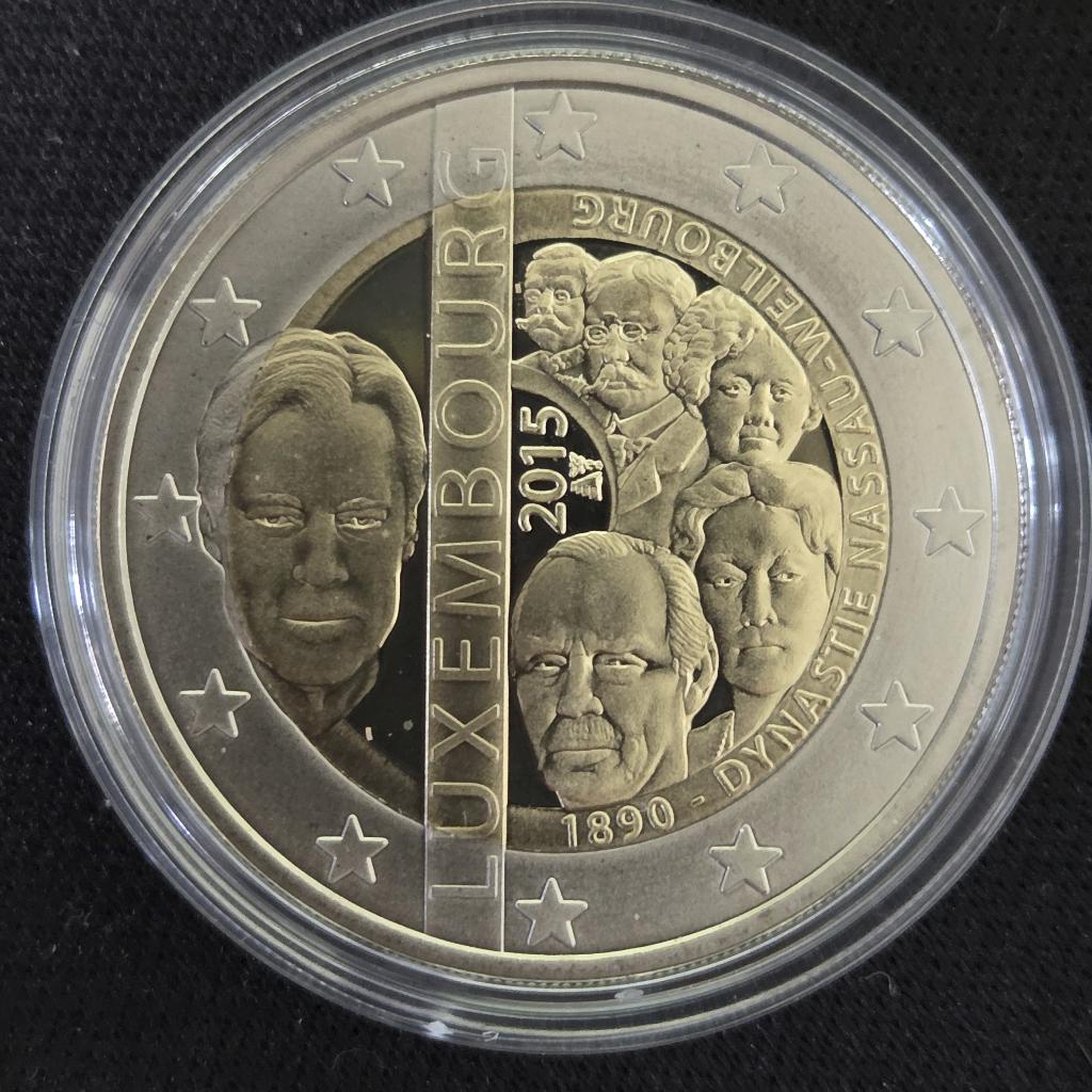 Luxemburg 2015: Verjaardag  Dynastie Nassau-Weilborg PROOF, Ophalen of Verzenden, Luxemburg, 2 euro, Losse munt
