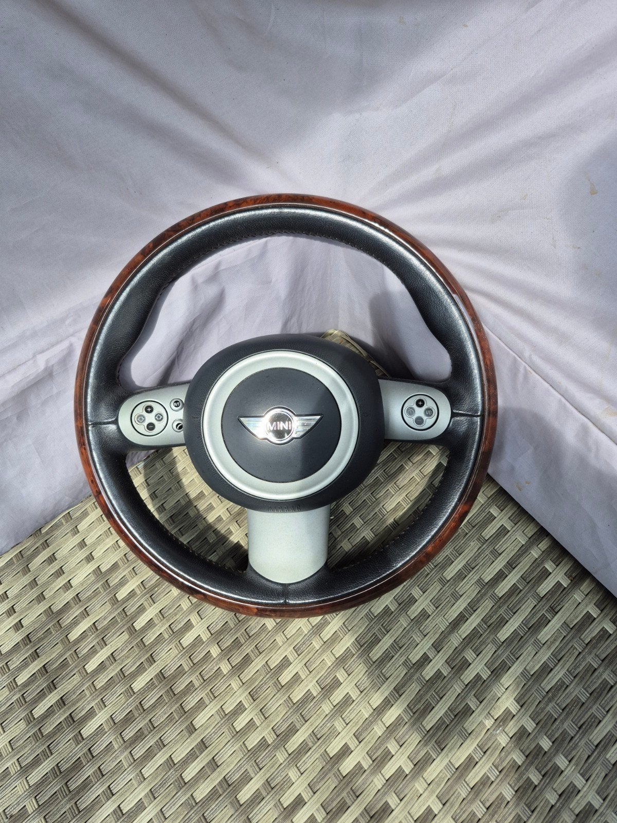 Mini R52 R53 Hout lederstuur met airbag, Auto-onderdelen, Besturing, Ophalen of Verzenden, Mini