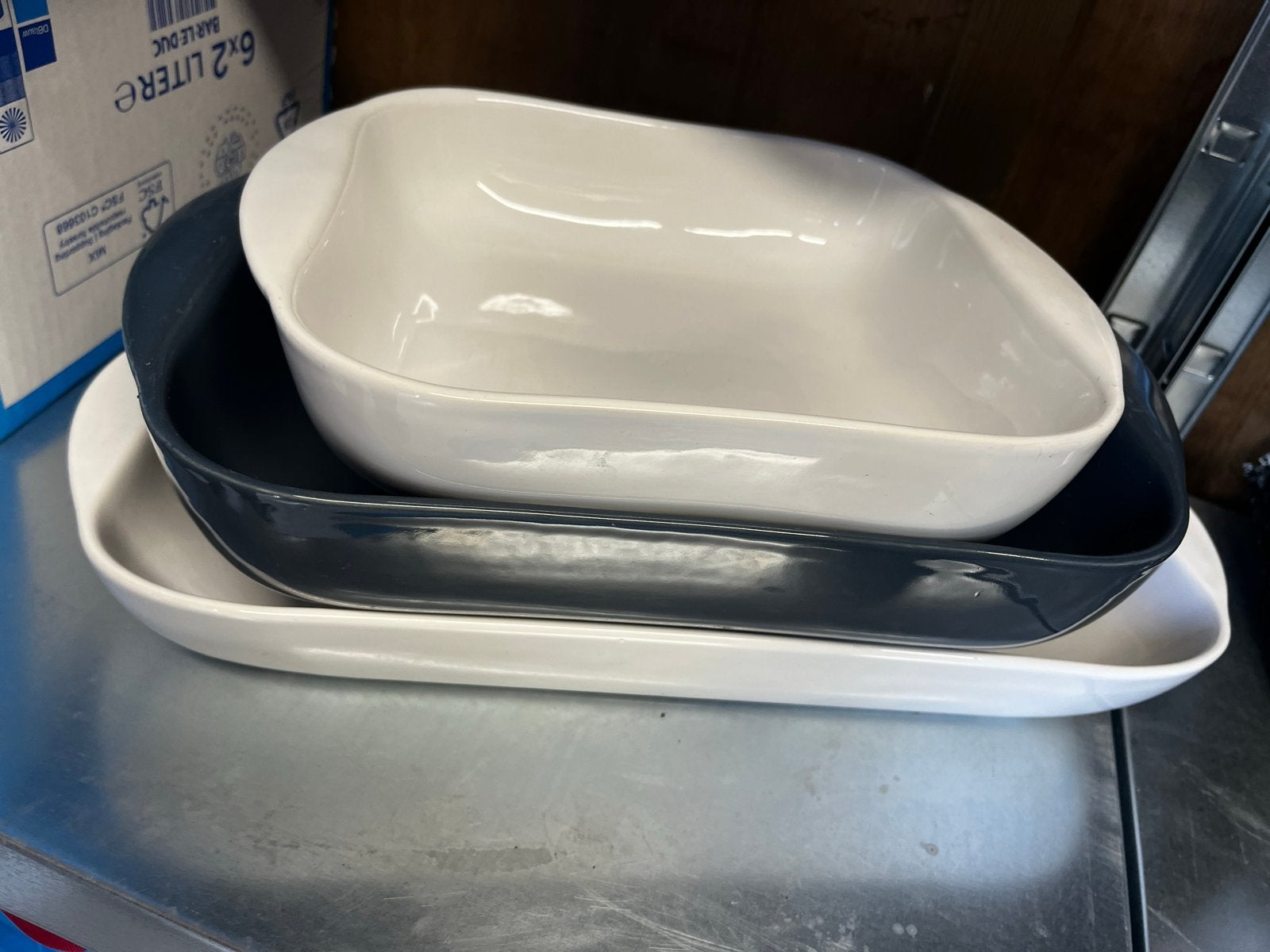 Vivo Villeroy & Boch Ovenschalen Set - Wit en Antraciet, Overige typen, Ophalen of Verzenden, Zo goed als nieuw, Steen/keramiek