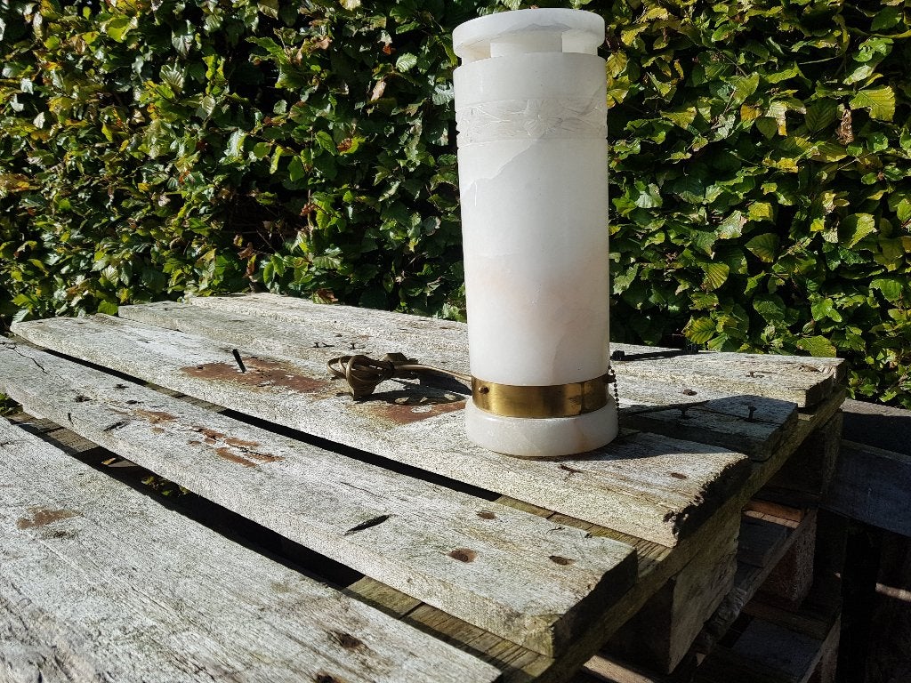 antiek vintage massief marmeren tafellamp met bovenkant, Ophalen of Verzenden