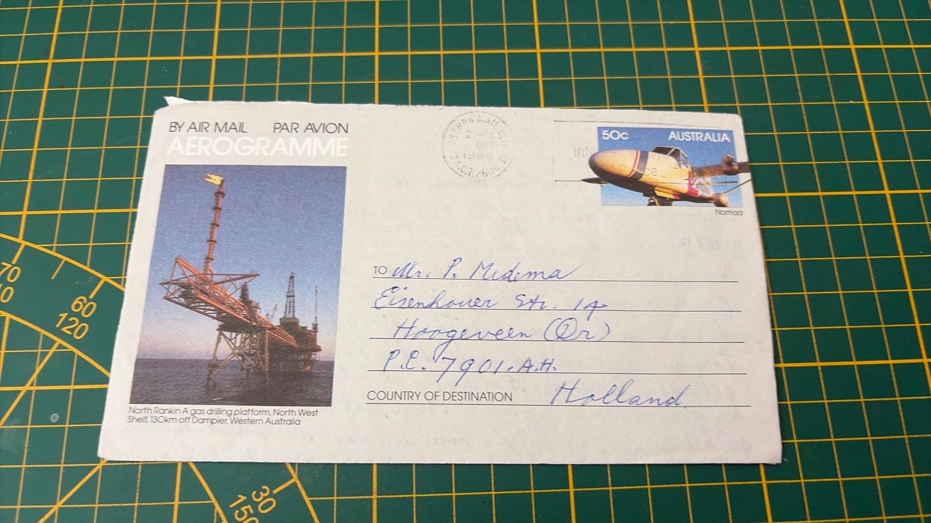 Luchtpost envelop Australie, Verzenden, 1980 tot heden, Overig Europa