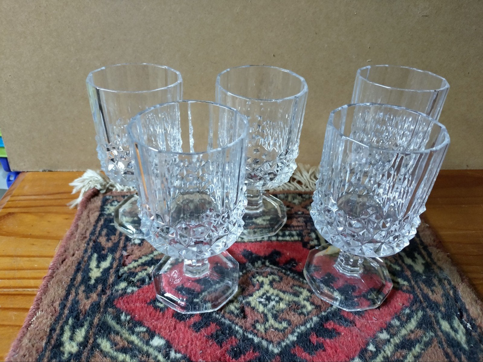 Set van 5 vintage kristallen wijnglaasjes, Antiek en Kunst, Ophalen of Verzenden