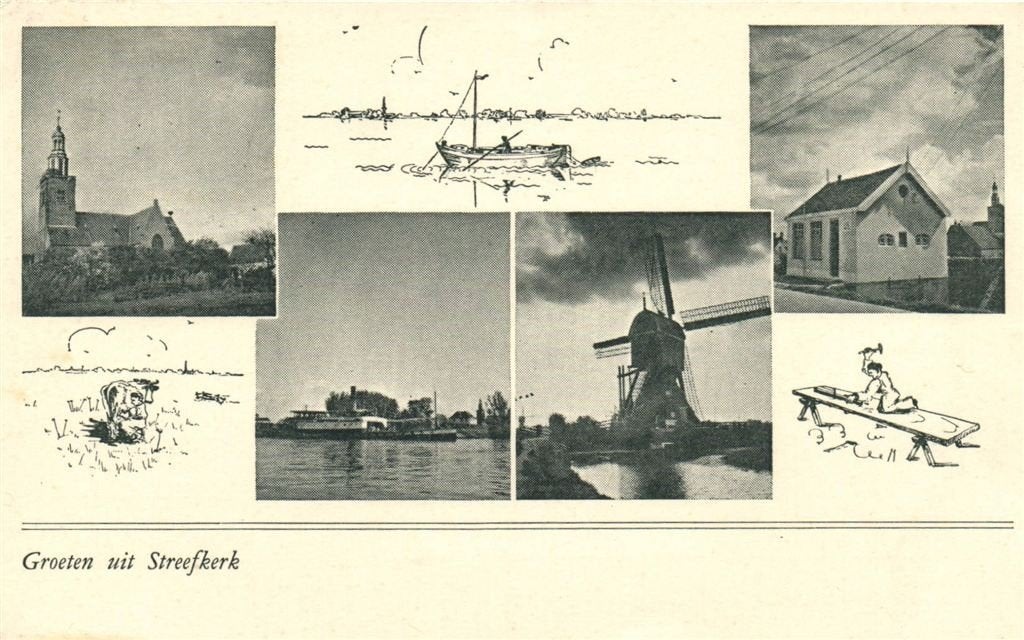 Groeten uit Streefkerk - 4 afb o.a. molen - 1944 gelopen, Verzenden, 1940 tot 1960, Gelopen
