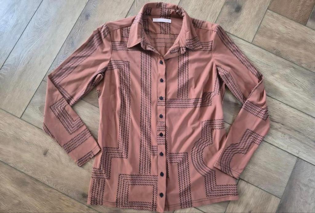 Super leuke travelstof blouse van Studio Anneloes, maat S, Studio Anneloes, Bruin, Ophalen of Verzenden, Zo goed als nieuw