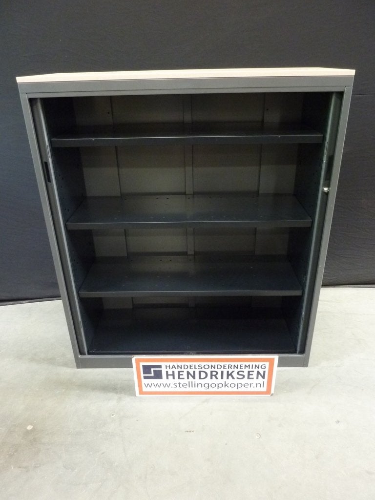 Halfhoge roldeurkast / archiefkast 120x45x138cm kantoorkast, 100 tot 150 cm, Meerdere deuren, Ophalen of Verzenden, Metaal